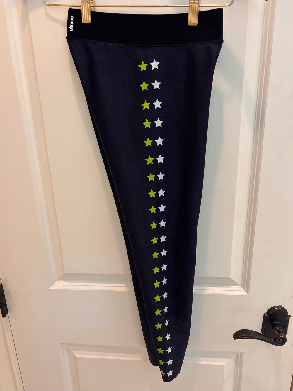 Ultracor Size Small Flash KO Legging, Navy Blue with Neon Green/white stars